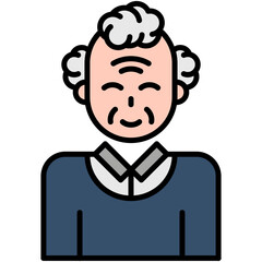 Grandfather Icon. Old People Man Symbol. Line Filled Icon Vector Stock