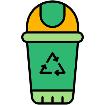 Trash bin Icon. Recycle Garbage Basket Symbol. Line Filled Icon Vector Stock