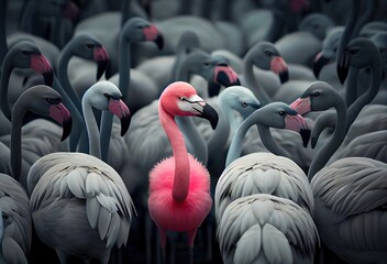 Flamingo Unique In A Group Backdrop Generative AI