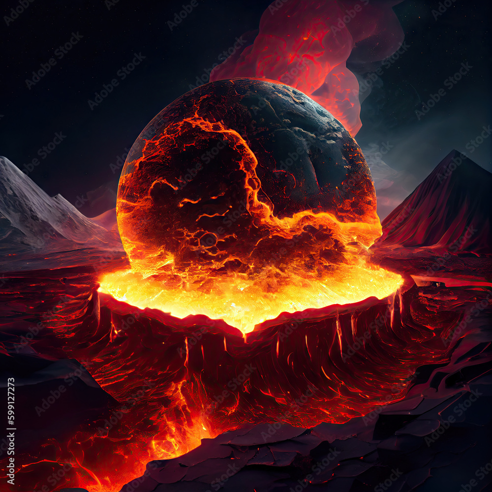 Canvas Prints image of a hot planet. generative ai.