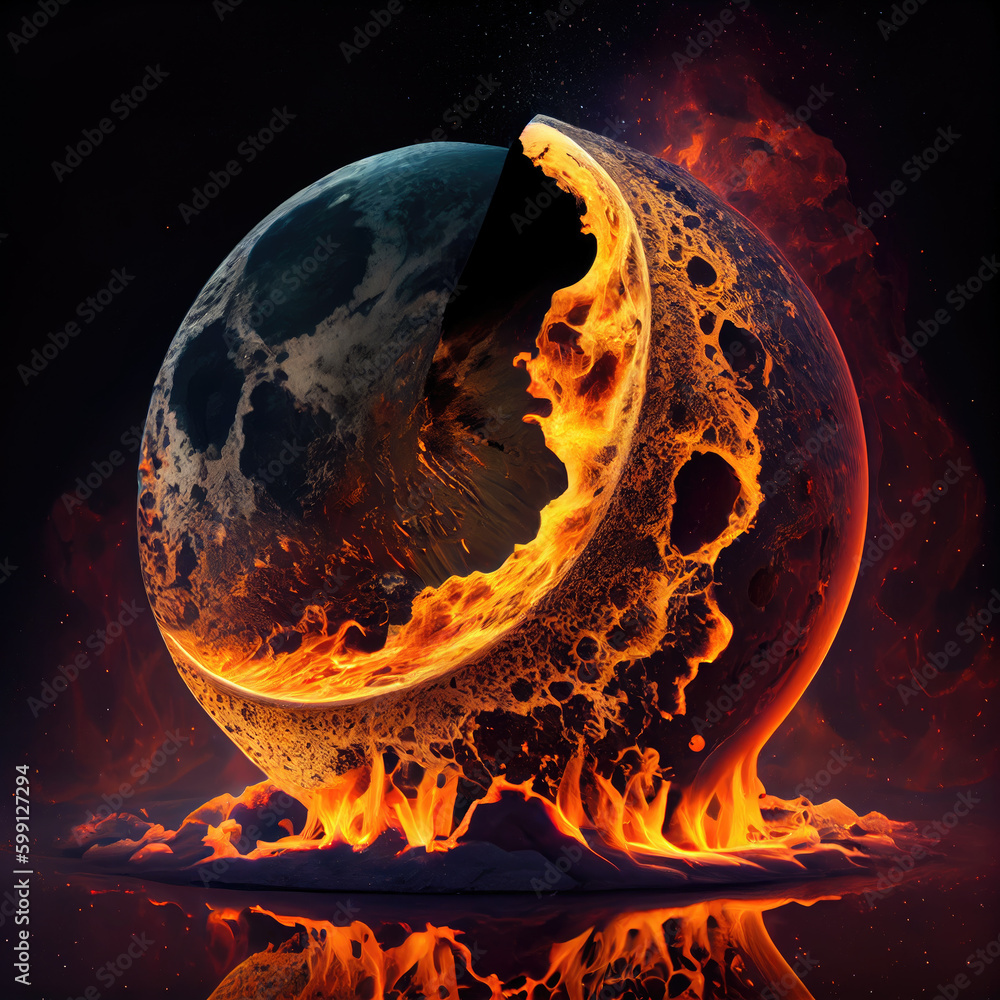 Canvas Prints image of a hot planet. generative ai.