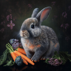 rabbit in the garden - Generated by Artificial Intelligence