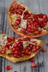 Red pomegranate, is thought to have originated in Iran, but has long been cultivated in the Mediterranean area. The Moors gave the name of one of the ancient cities in Granada. Punica granatum. 