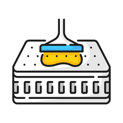 Mattress with antibacterial pads of absorbent layer to lock in moisture color line icon. Vector orthopedic waterproof mattress with comfort layers