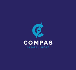 C letter for compass icon symbol vector logo design