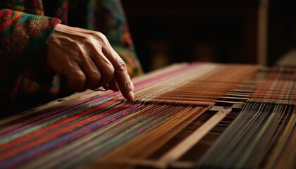 Handmade wool rug woven on traditional loom generated by AI