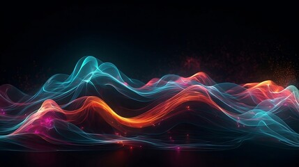 Obraz premium 3d render. Abstract futuristic background with blurry glowing waves and neon lines. Spiritual energy concept, fantastic digital wallpaper