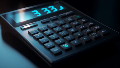 Obraz premium Calculating growth with illuminated digital display technology generated by AI
