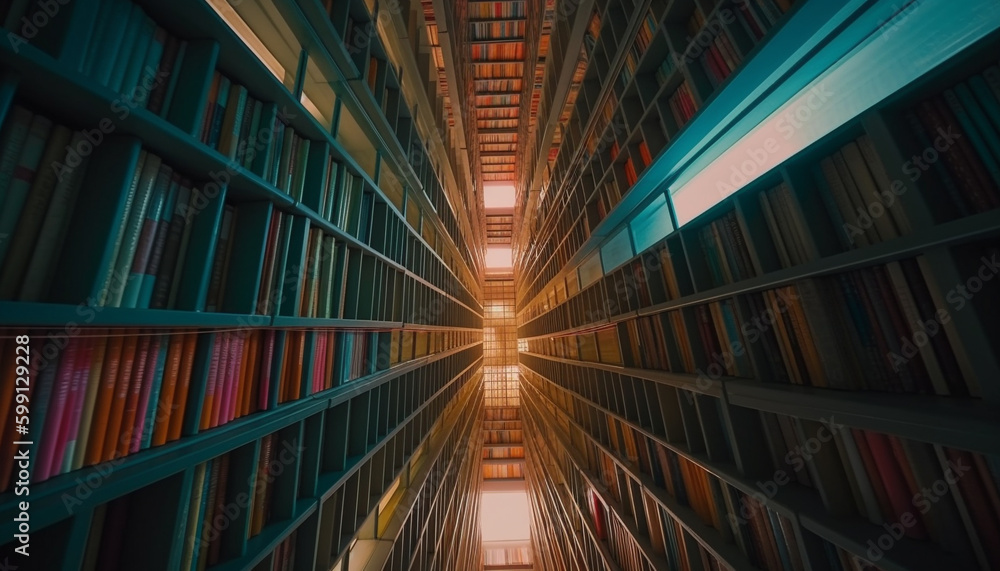 Poster a modern library with a vast collection generated by ai