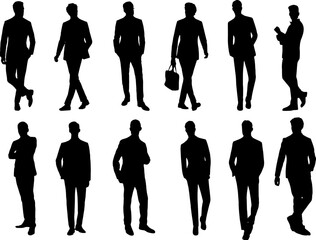 "Suit Up: 360-Degree Silhouette Set of Fashion Model"
"All Angles: Silhouette Vector Illustration Set of Suit-Clad Model"