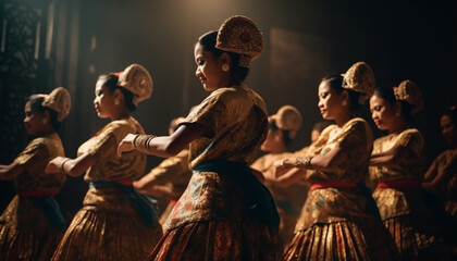 Fototapeta na wymiar Indigenous cultures dancing in traditional festival fun generated by AI