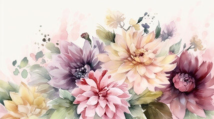  watercolor painting of a bouquet of flowers. Generative Ai