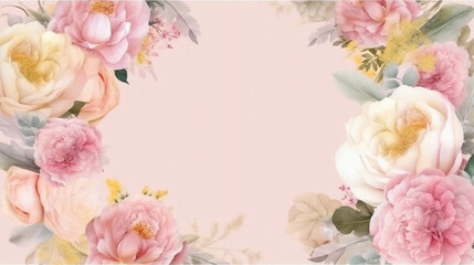 floral background with pink and yellow flowers. Generative Ai