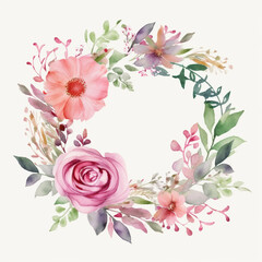 watercolor floral wreath. Generative Ai