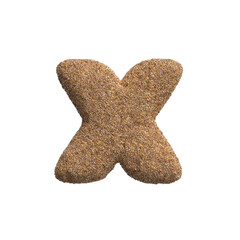 Sand letter X - Small 3d beach font - Holidays, travel or ocean concepts