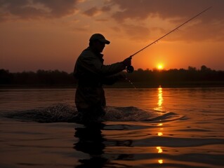 Into the Wild: Sport Fishing Adventure with a River Angler, generative ai
