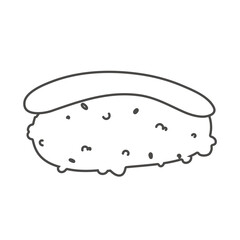 doodle sushi roll with sesame, japanese food. Sushi roll cartoon style icon. isolated on white background. Vector cartoon sushi. logo, icon. Hand draw style sushi rolls. asian food