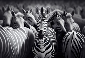 Zebra Special In A Group Backdrop Generative AI - obrazy, fototapety, plakaty