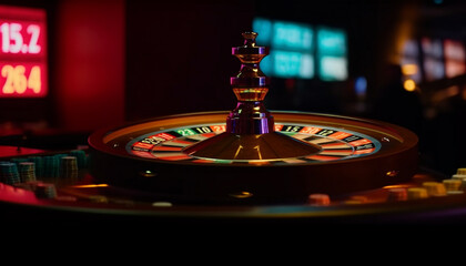 Spinning roulette wheel, luck and risk combined generated by AI