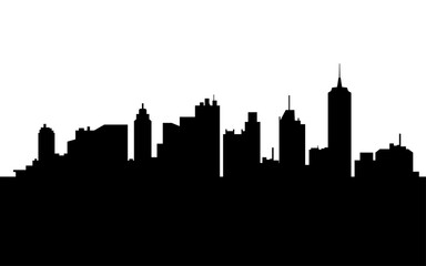 Obraz premium Silhouette of city and downtown with skyscraper isolated template