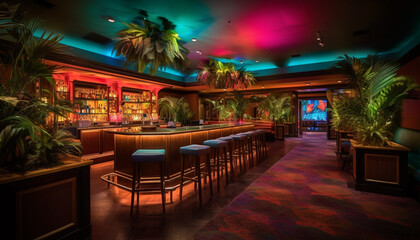 modern and luxury bar with wooden bar generated by AI