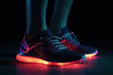 Lighted Up Sneakers Blank Backdrop Generative AI