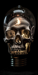 A Skull Within a Glowing Light Bulb Generative AI