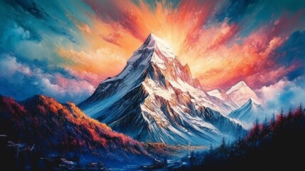 sunset in the mountains made with generative ai