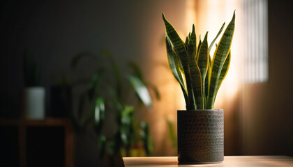 Green houseplant on table brings nature indoors generated by AI