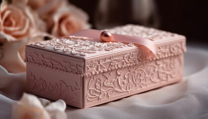 Romantic wedding gift chocolate and silk elegance generated by AI