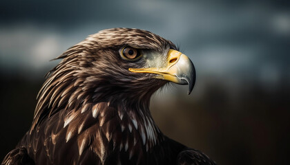 Fototapeta premium Majestic bird of prey perching in tranquility generated by AI