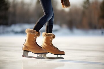 Skater Ice Skating On Ice Background Generative AI