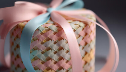 Homemade pink gift box wrapped with love generated by AI