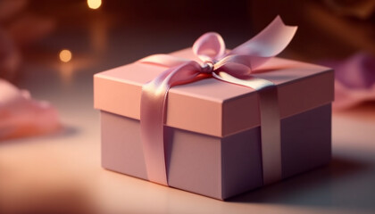 Wrapped gift box with shiny paper decoration generated by AI