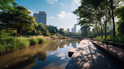 Naklejka premium outdoor or exterior City parks with Generative AI