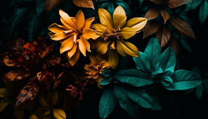 Vibrant colors of nature bouquet in full bloom generated by AI