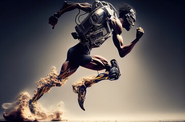 Disabled Athlete Running With Copyspace Generative AI