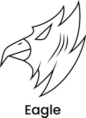 illustration of eagle head. line art style. simple, minimal and creative concept. used for logo, icon, symbol or mascot. PNG background