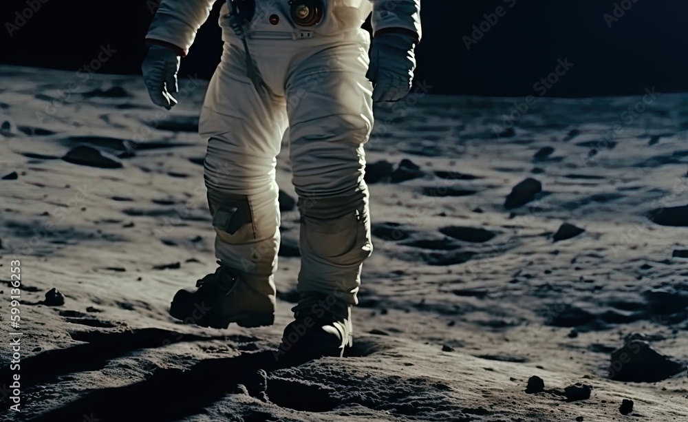 Poster spaceman walking on planet backdrop generative ai