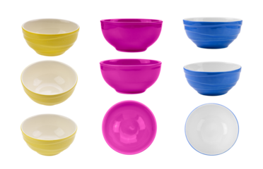 set of  bowl on transparent png
