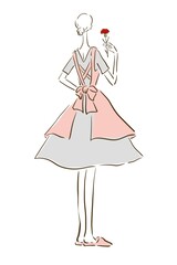 This painting depicts a happy mother holding a carnation behind her back.