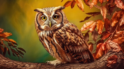 great horned owl with blurred background.Generative Ai