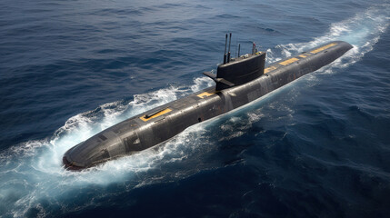 Submarine on water. Generative Ai