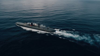 Fototapeta premium Submarine on water. Generative Ai