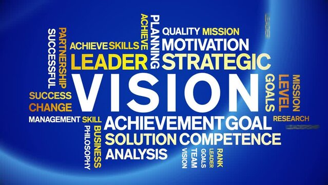 Vision animated tag word cloud;text design animation kinetic typography seamless loop.