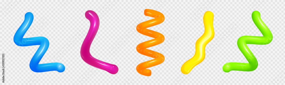Aufkleber realistic set of colorful 3d spiral lines isolated on transparent background. vector illustration of