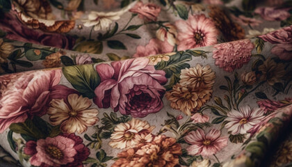Floral pattern in silk, elegance in pink generated by AI