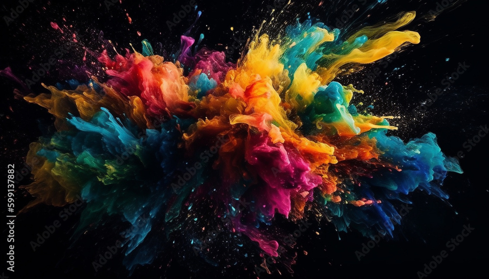 Poster vibrant colors exploding in abstract motion design generated by ai