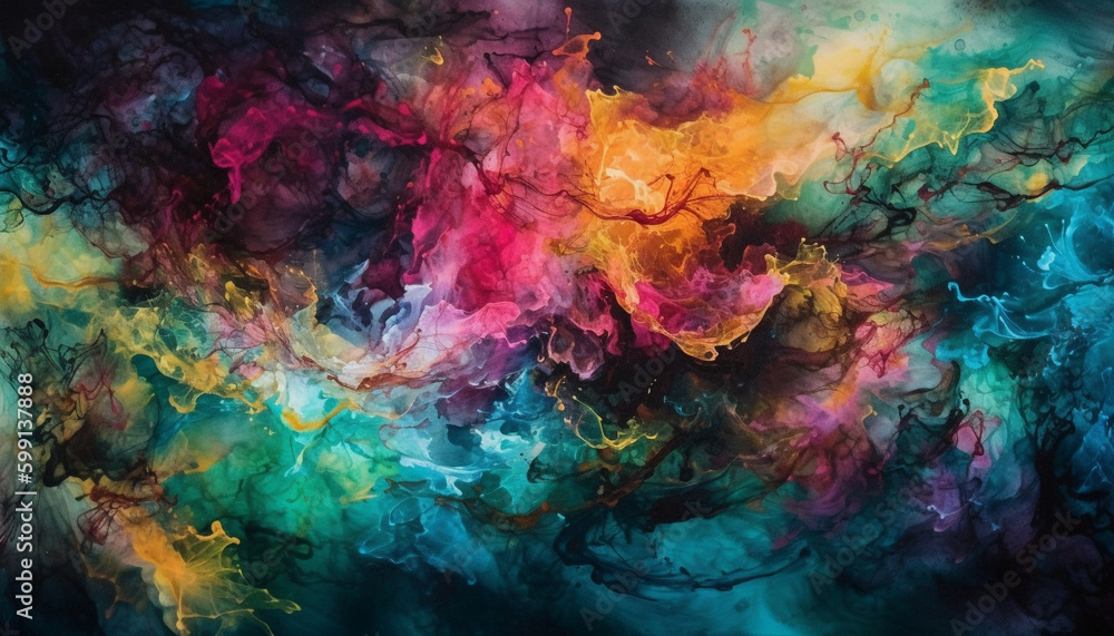 Aufkleber vibrant colors explode in chaotic painted image generated by ai