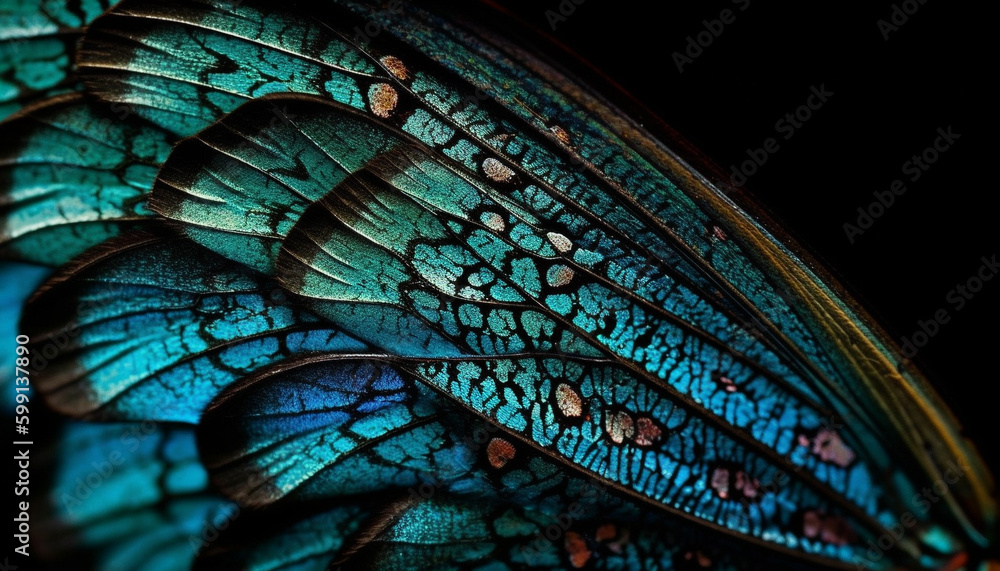 Poster vibrant colored leaf, close up macro pattern generated by ai